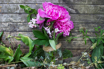 bridal wedding bouquet with pink peony
