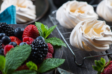 Homemade pavlova meringue with fresh berries