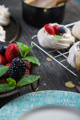 Homemade pavlova meringue with fresh berries