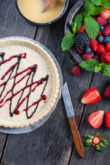 Homemade tart with fresh berries summer fruit