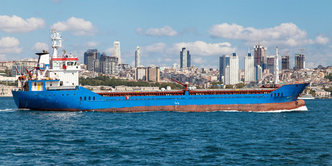 Cargo ship crossing the Bosphorus