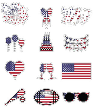 American symbols stickers style

