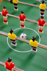 table footTable football game with yellow and red playersball