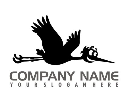 black crane flying logo image vector