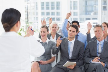 Fototapeta premium Businesswoman doing speech during meeting 