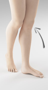 Gambe donna con ginocchio sinistro indicato