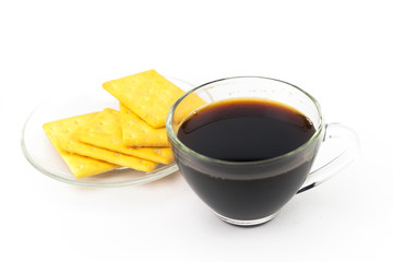 Black coffee with cracker