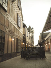 Bench with girl statue 