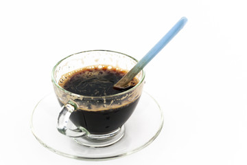 Dirty Black coffee with spoon