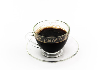 Black coffee in transparent mug