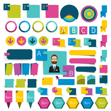 Collections of infographics flat design elements, buttons. 