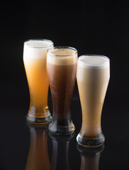 Three glasses of beer in stock