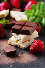 Chocolate with mint and strawberry
