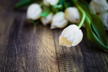 Art abstract background spring tulips wooden design