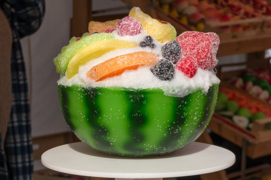 sweet pastry imitation with watermelon plant: wax fruits candles