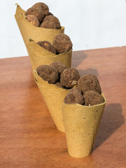 group of sugared almond in paper cones