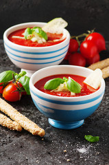Gazpacho soup with cucumber and bread