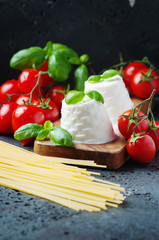 Fresh ricotta with tomato and basil