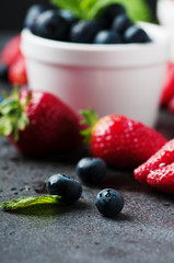Sweet berry on the black table