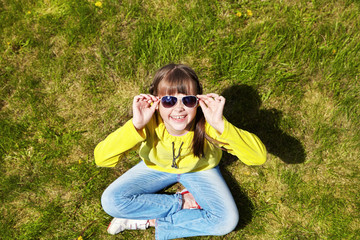 happy little girl in the park