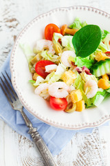 Healthy salad with shrimps