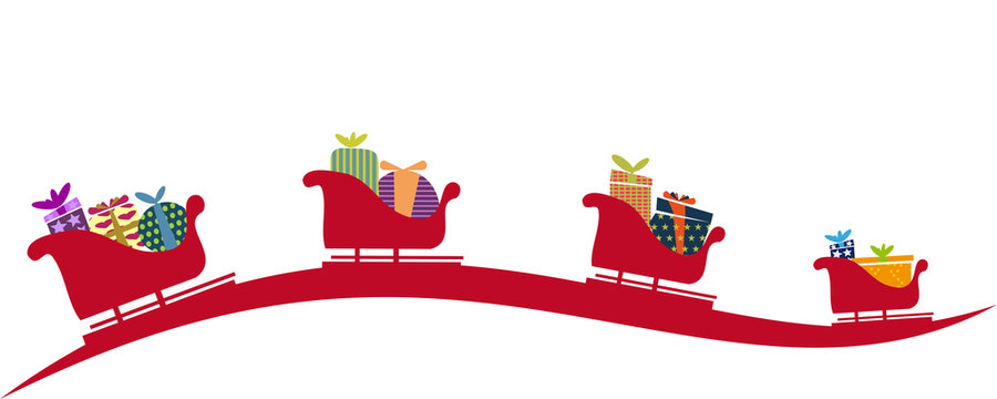 Illustration Christmas sleigh with Santa Claus and gifts