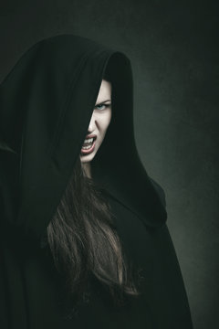Dark portrait of a dangerous vampire