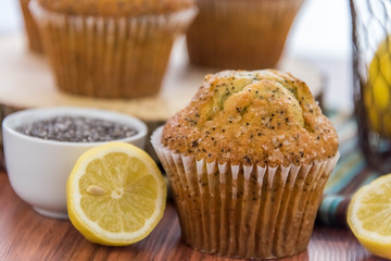 fresh baked lemon poppyseed muffins