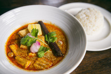 Bowl of Thai Red Curry Dinner with Rice