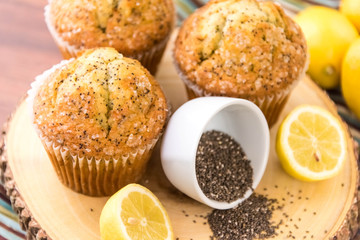 fresh baked lemon poppyseed muffins