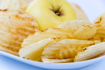 yellow apple vs yellow salty potato chips