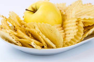 yellow apple vs yellow salty potato chips