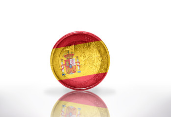 euro coin with spanish flag on the white background