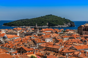Dubrovnik panorama: traditional Mediterranean medieval houses.