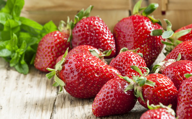 Fresh strawberries, selective focus