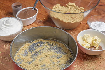 Different ingredients for a cake