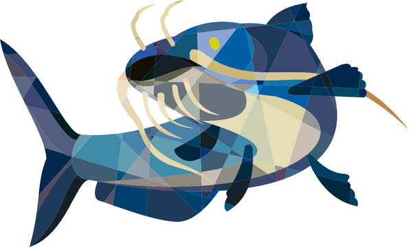 Blue Marlin Fish Jumping Low Polygon