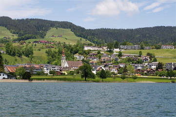 Obraz premium Gemeinde Oberägeri am Ägerisee