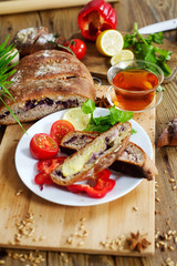 Rye bread baked with onion