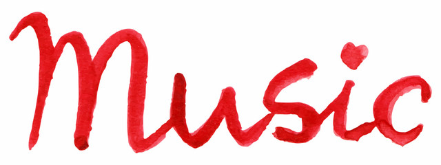 Watercolor music word isolated