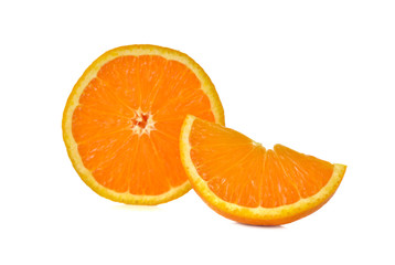 sliced orange on white background