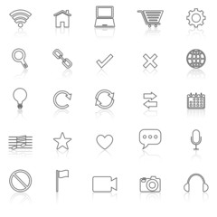 Web line icons with reflect on white