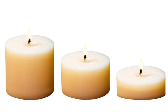 Candle on white background