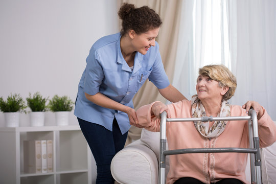 Injured Woman With Walker