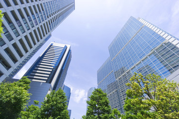 品川　高層ビル群と新緑