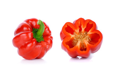 Red paprika isolated on the white background