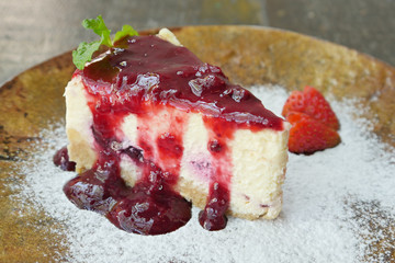 blueberry cheese cake closeup macro shot