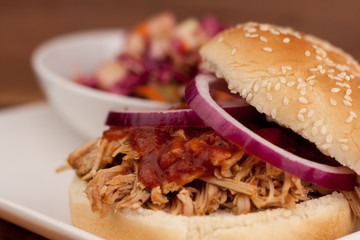 Pulled Pork BBQ Sandwich with Apple Cole Slaw