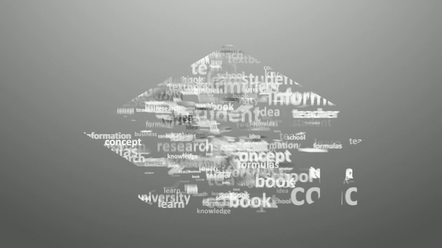 EDUCATION. Word collage on white background. Animation with different association terms.