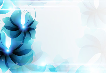 Blue abstract floral card